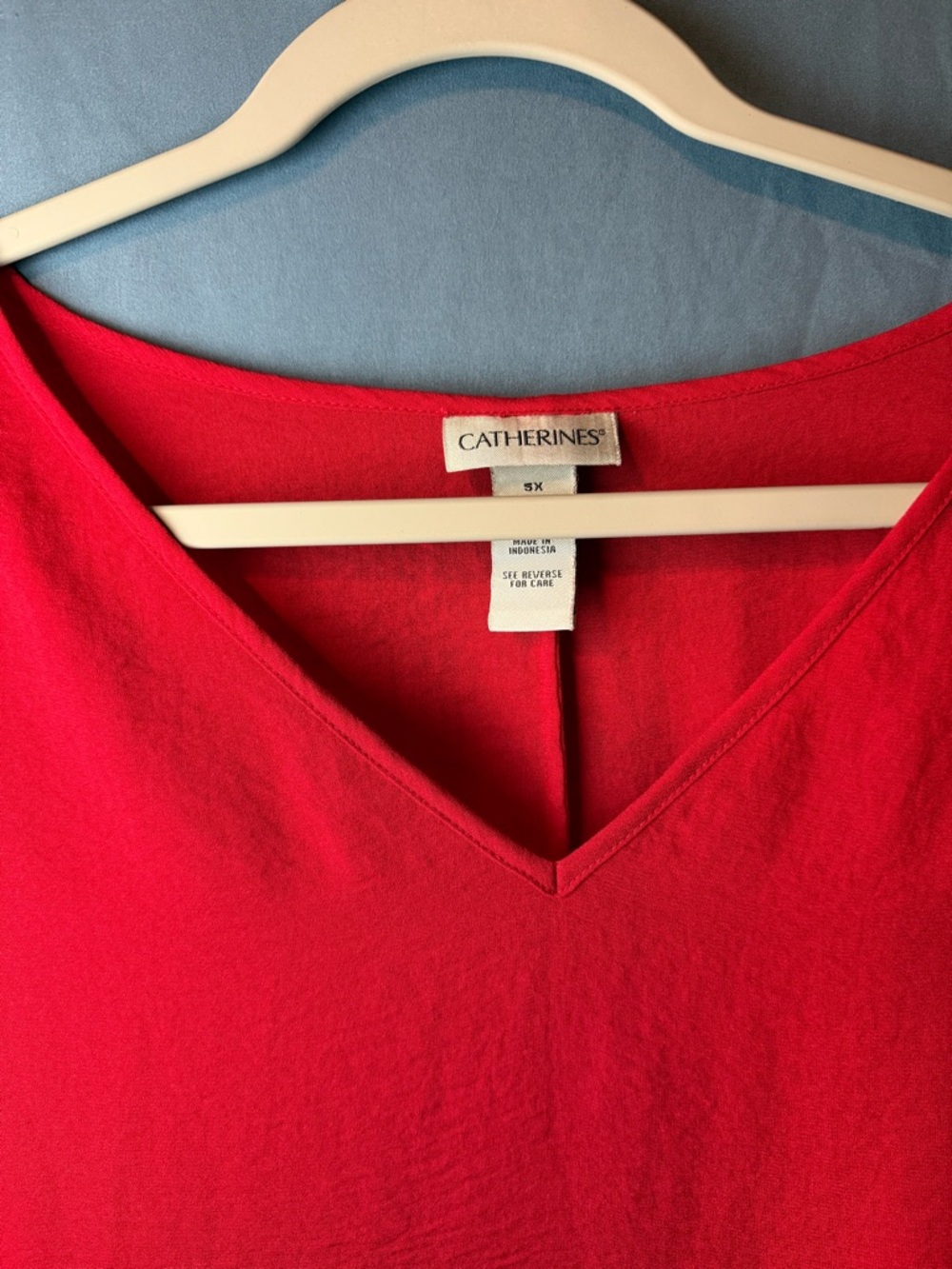 Catherine’s Red V-Neck Bell Sleeve Top - Picture 3 of 4